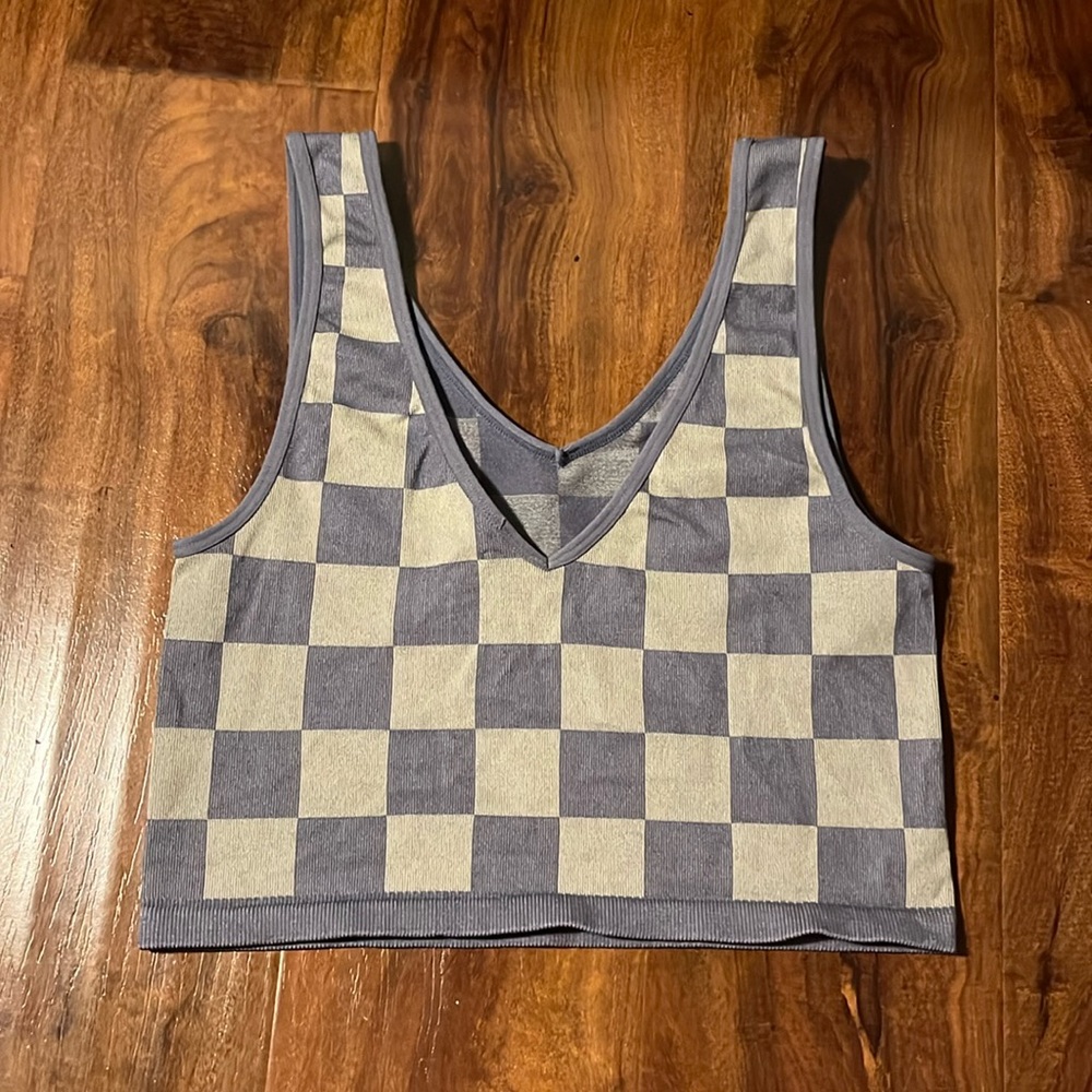 Dusty purple/gray cropped tank top, stretchy, Women’s Meduim/Large